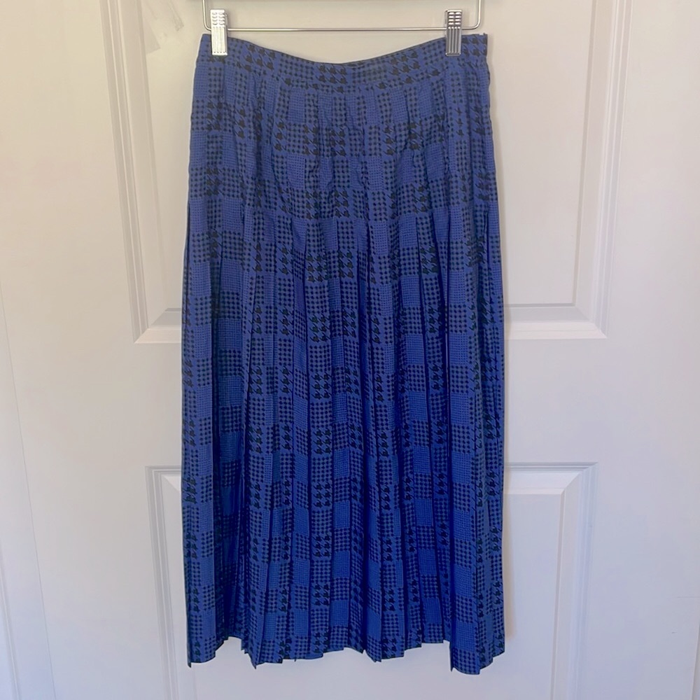 Vintage Jack Mulqueen Blue Houndstooth Pleated Skirt 8